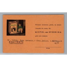 ARGENTINA 1930 MISTOL TARJETA PUBLICITARIA DE MEDICINA CON FRANQUEO PAGO, FECHA TENTATIVA